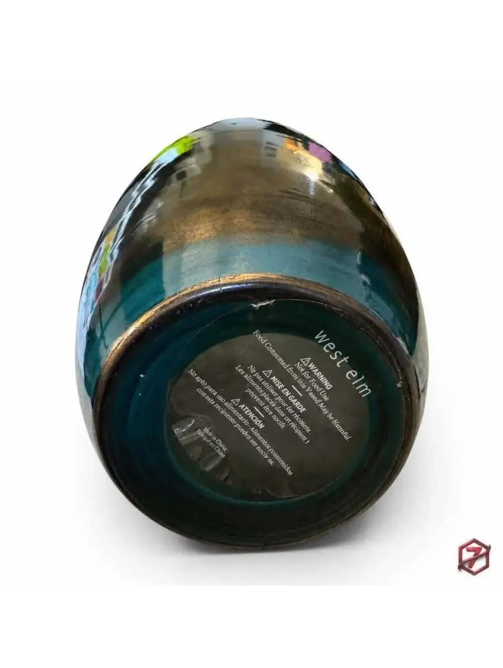 🌊 West Elm Decorative Glass Vase ✨ Blue & Smoky Metallic Gray Art Glass Style